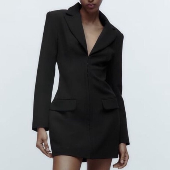 Zara Black Women's hook and eye Blazer Dress Size Small - Picture 1 of 11